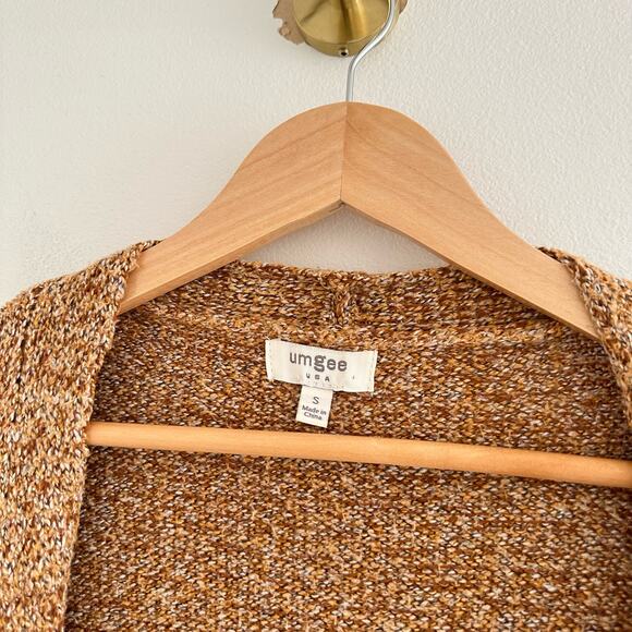 Umgee Knit Open-Front Long Sleeve Pocket Cardigan Sweater Brown S - Picture 4 of 8